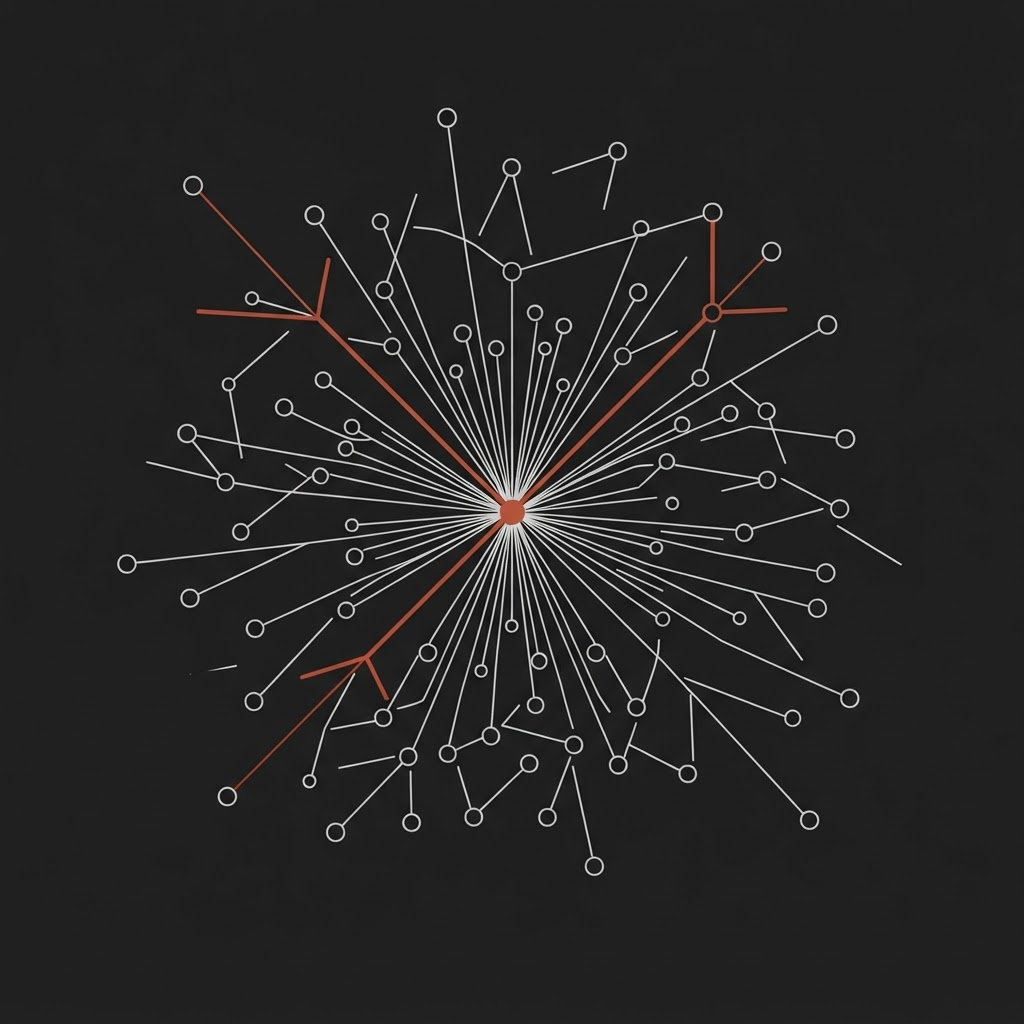 Illustration au trait d'un réseau de points connectés par des lignes, évoquant la proximité locale